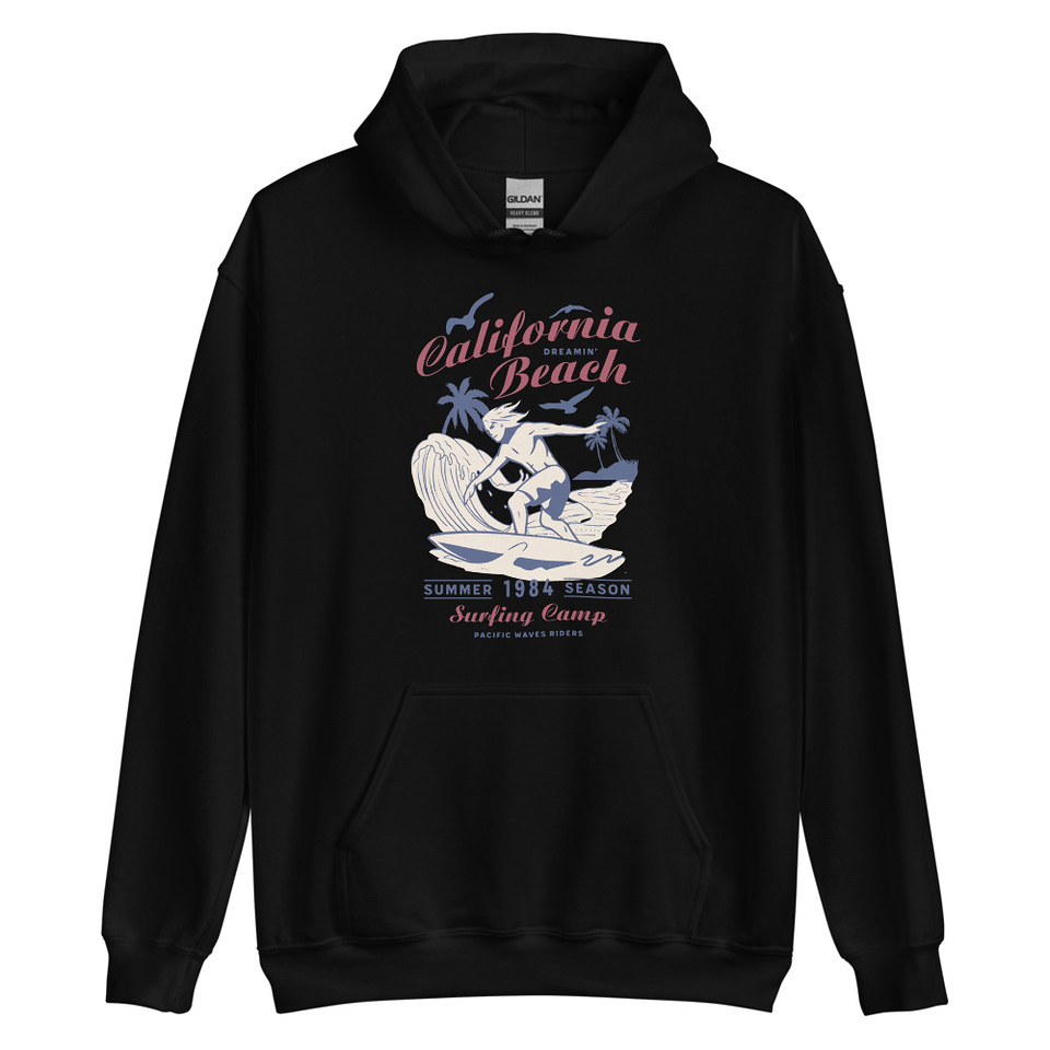 California Beach Surfing Unisex Heavy Blend Hoodie
