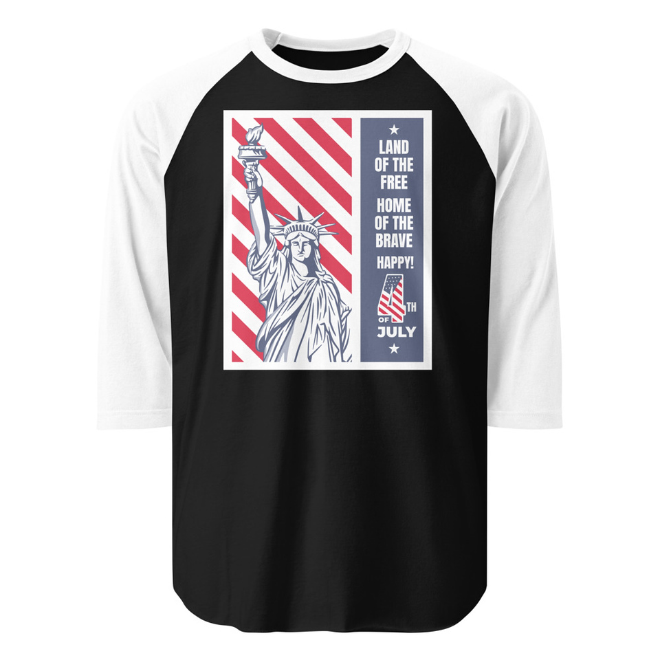 4th of July Unisex 3/4 Sleeve Raglan Shirt
