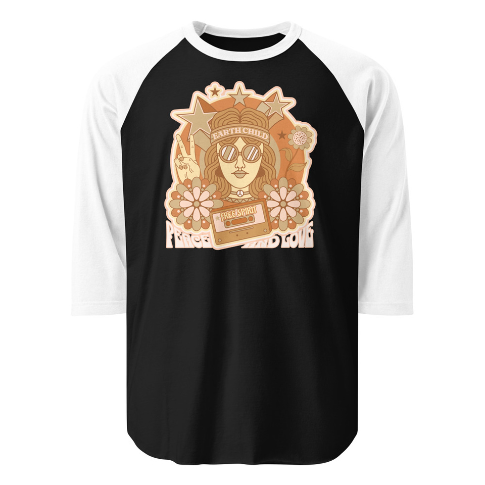 60s tee design Unisex 3/4 Sleeve Raglan Shirt