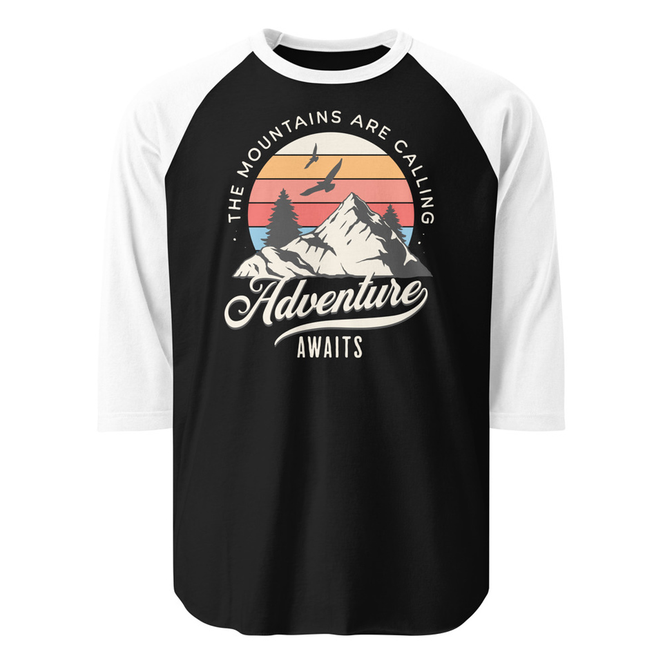 Adventure Await - Wilderness Camping Unisex 3/4 Sleeve Raglan Shirt