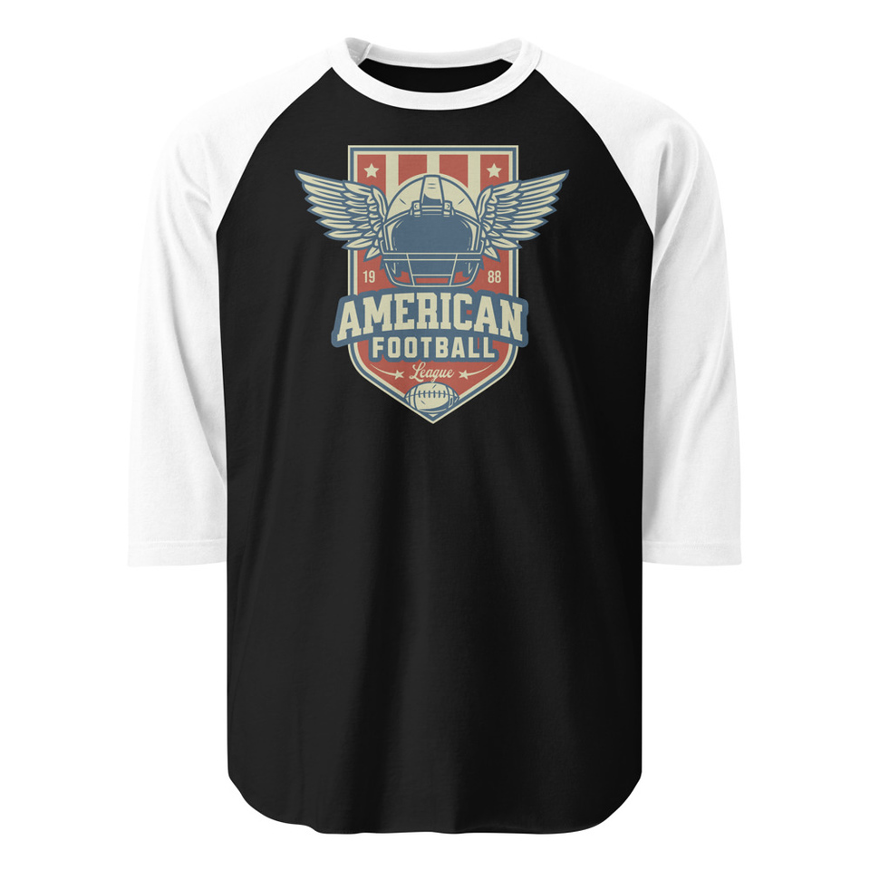 American Football League - Sports Helmet Unisex 3/4 Sleeve Raglan Shirt