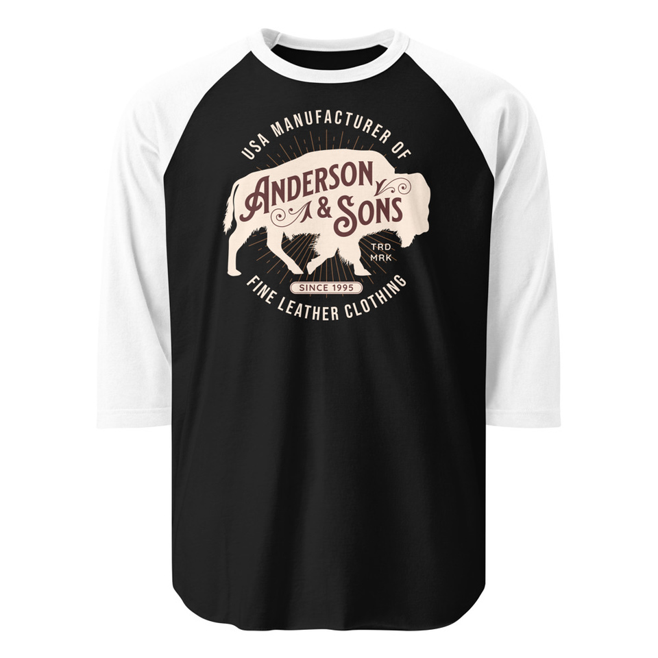 Anderson & Sons Leather Clothing - Buffalo Unisex 3/4 Sleeve Raglan Shirt