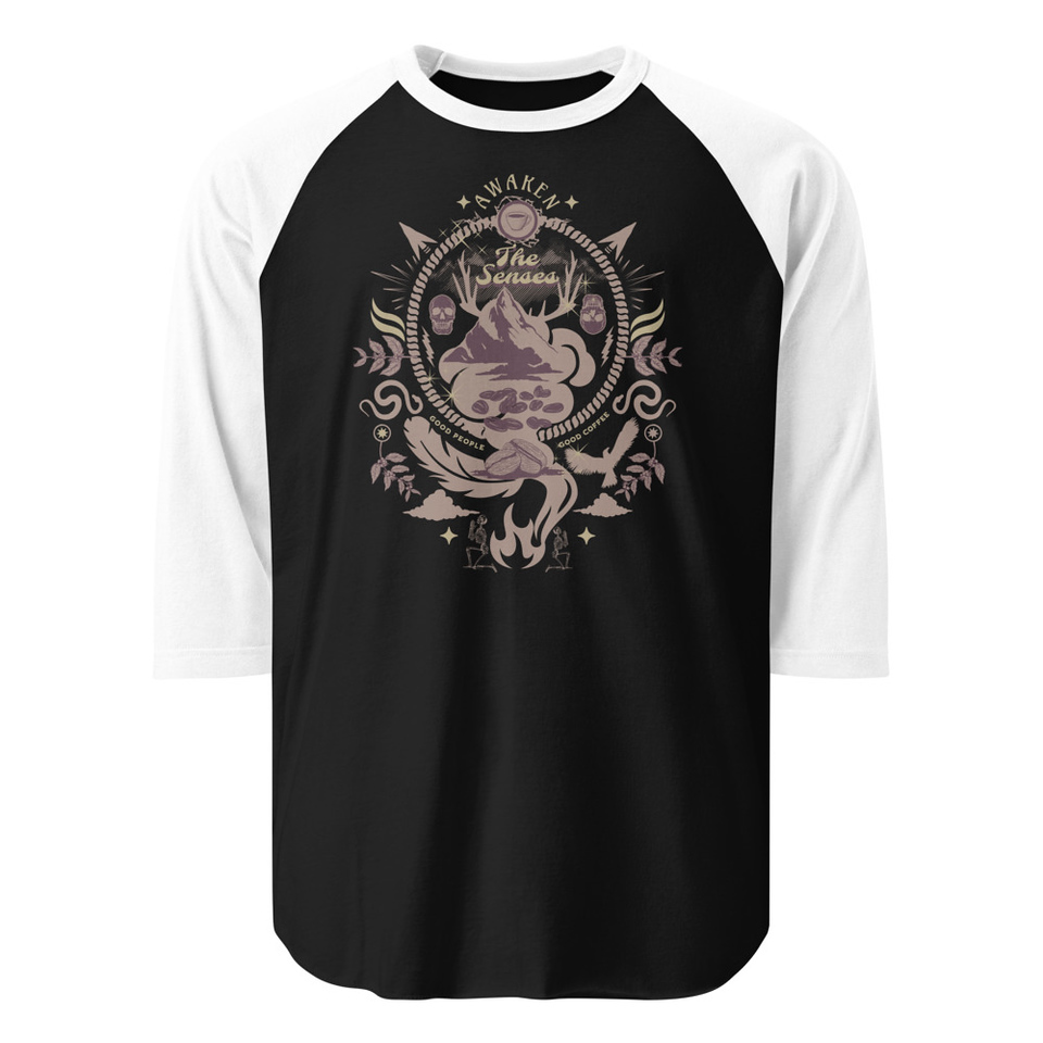 Awaken The Senses - Coffee Beans Unisex 3/4 Sleeve Raglan Shirt