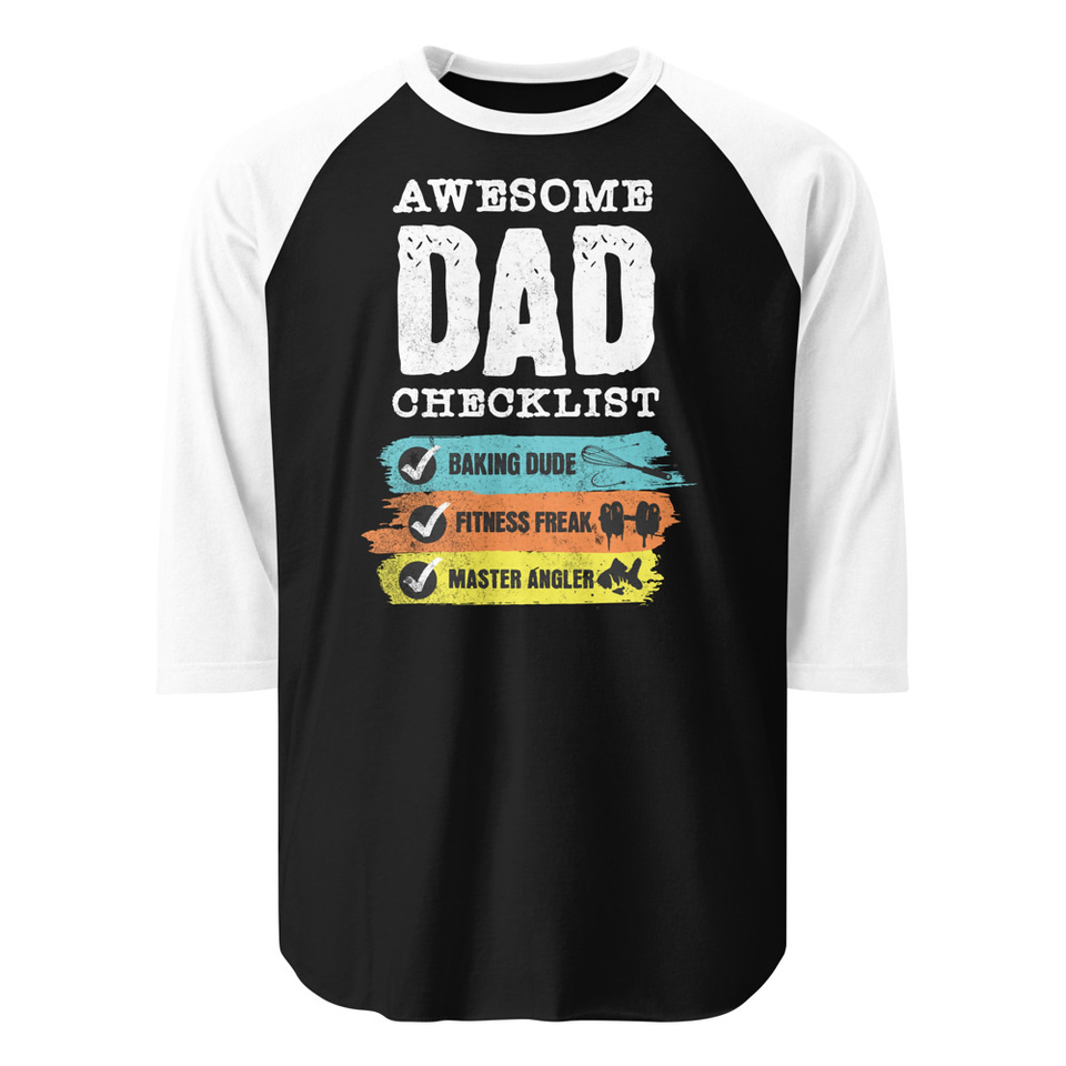 Awesome Dad Checklist Unisex 3/4 Sleeve Raglan Shirt