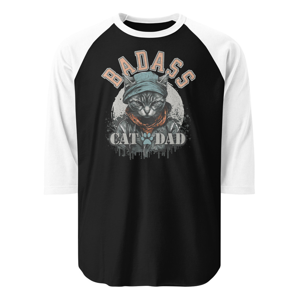 BADASS CAT DAT Unisex 3/4 Sleeve Raglan Shirt