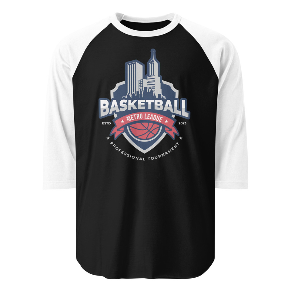 Basketball Sports Logo Unisex 3/4 Sleeve Raglan Shirt