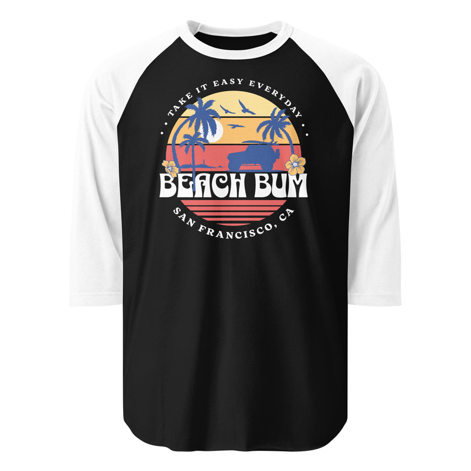 Beach Bum - Sunset Surfing Unisex 3/4 Sleeve Raglan Shirt