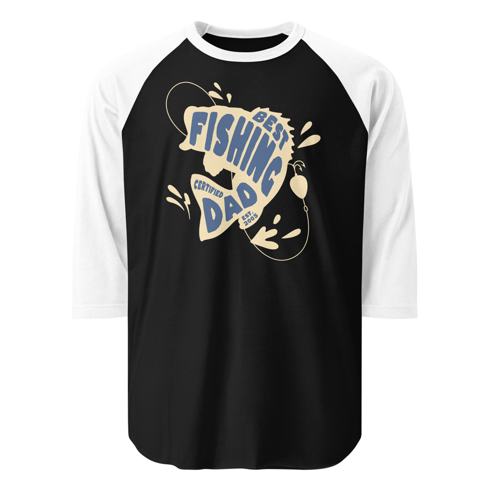Best Fishing Dad - Typography Unisex 3/4 Sleeve Raglan Shirt