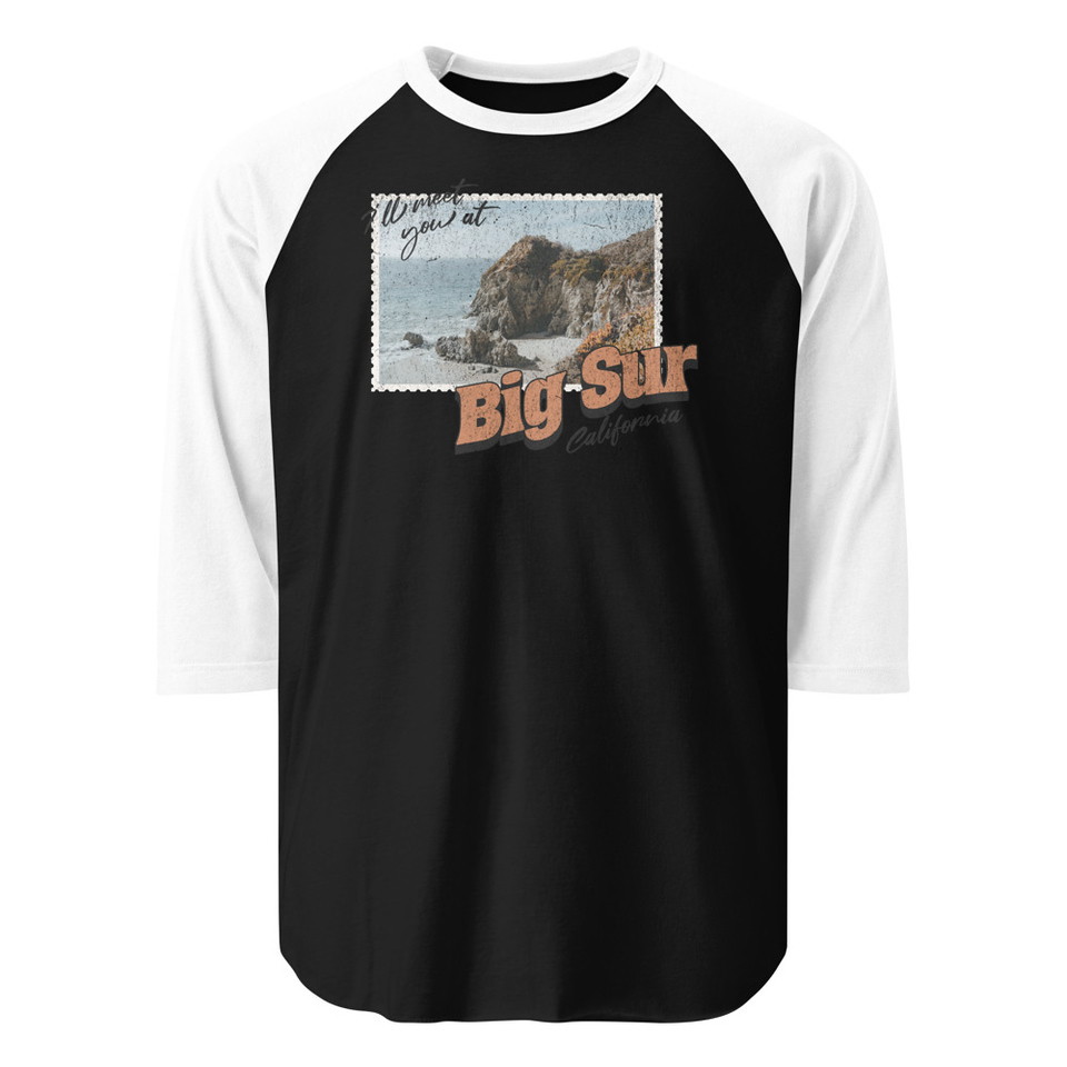 Big Sur, Cali Unisex 3/4 Sleeve Raglan Shirt