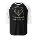 Black Diamonds - Elegant Unisex 3/4 Sleeve Raglan Shirt
