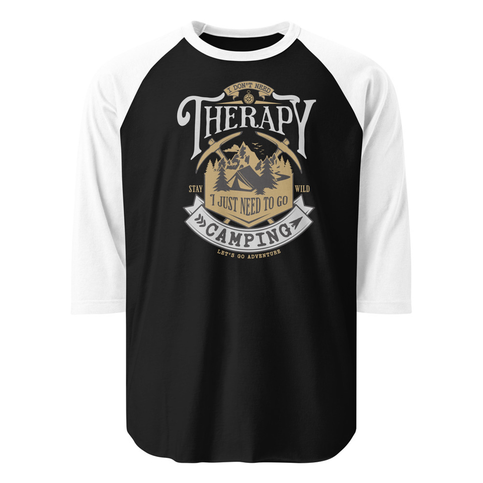 Camping Emblem Unisex 3/4 Sleeve Raglan Shirt