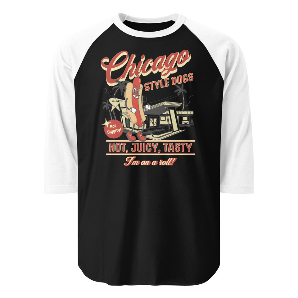 Chicago Style Hot Dogs Unisex 3/4 Sleeve Raglan Shirt