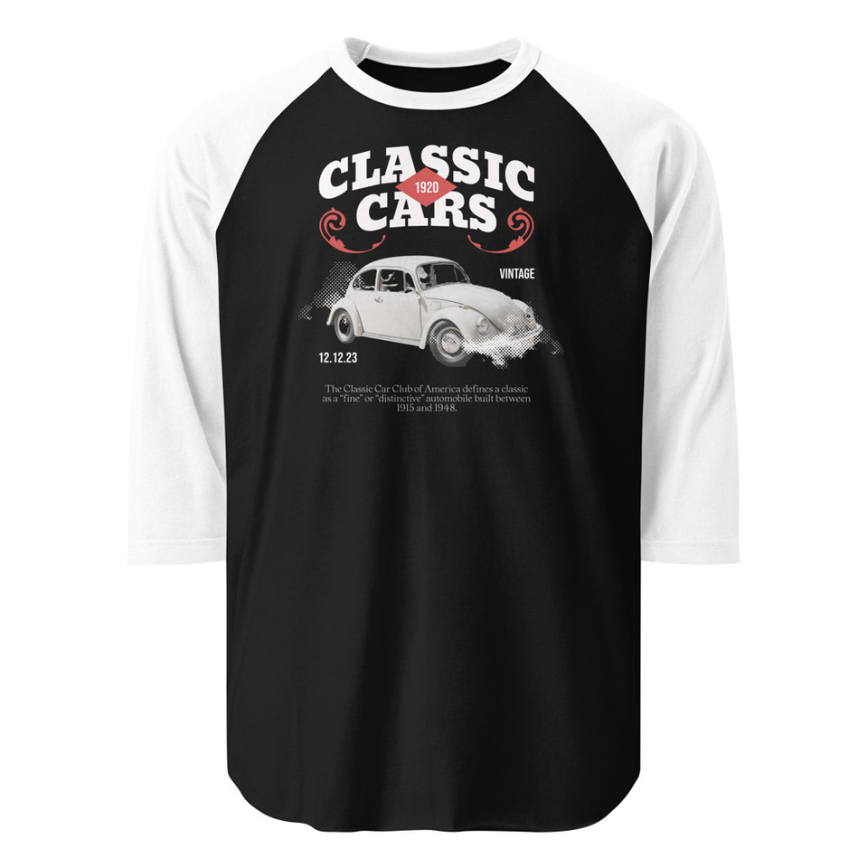 Classic Cars Unisex 3/4 Sleeve Raglan Shirt