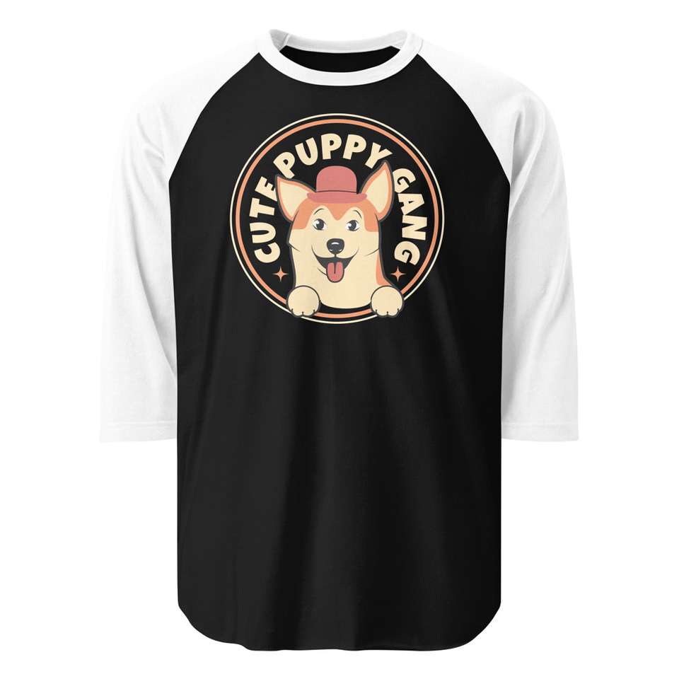 Cute Puppy Gang - Corgi Unisex 3/4 Sleeve Raglan Shirt