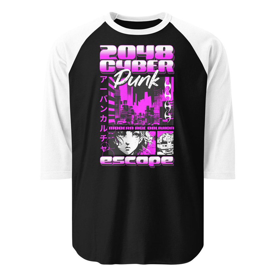Cyber Punk Escape - Japanese Anime Unisex 3/4 Sleeve Raglan Shirt