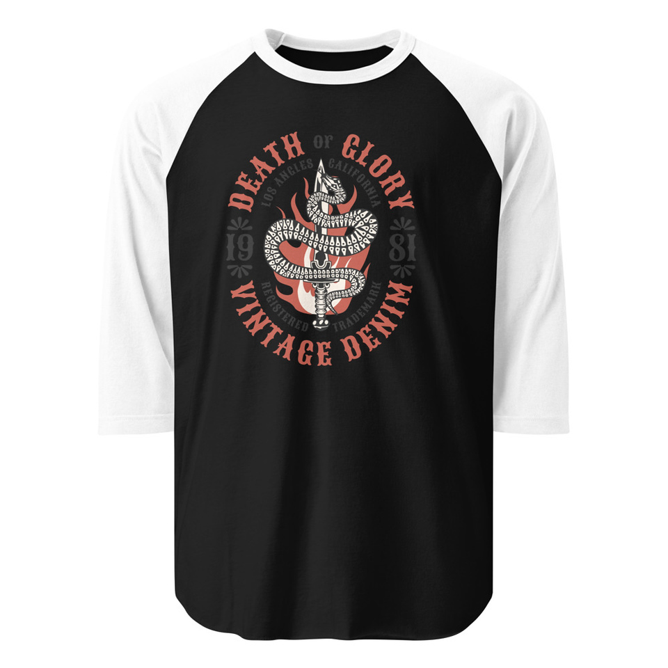 Death or Glory - Sword Snake Unisex 3/4 Sleeve Raglan Shirt