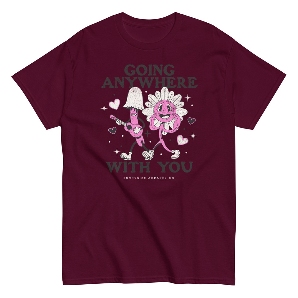 Anywhere With You - Typographic Cartoon Streetwear Unisex Classic Tee