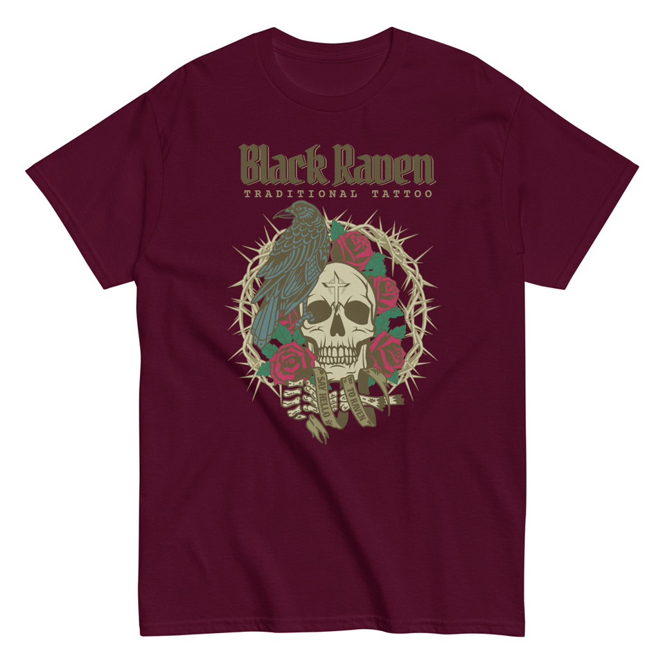 Black Raven Tattoo - Skull & Thorns Unisex Classic Tee