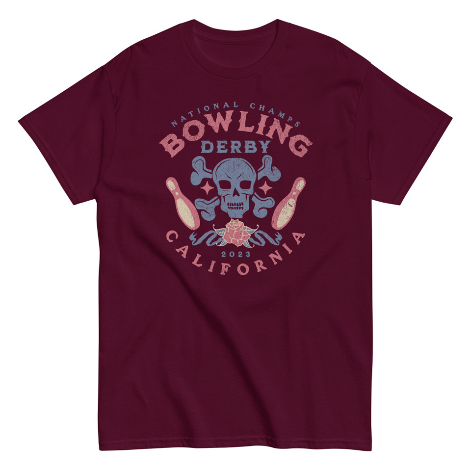 Bowling Derby Champs - Grunge Skull Unisex Classic Tee