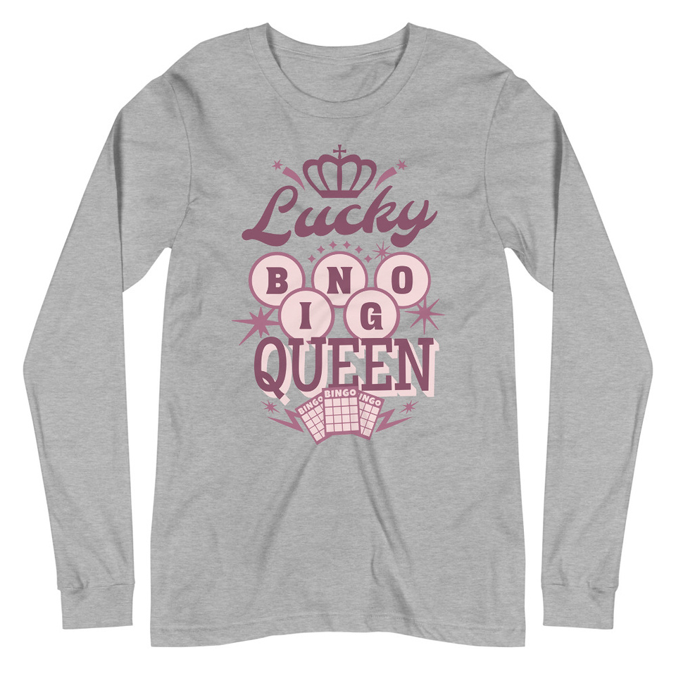 Bingo Queen - Retro Crown Unisex Long Sleeve Tee