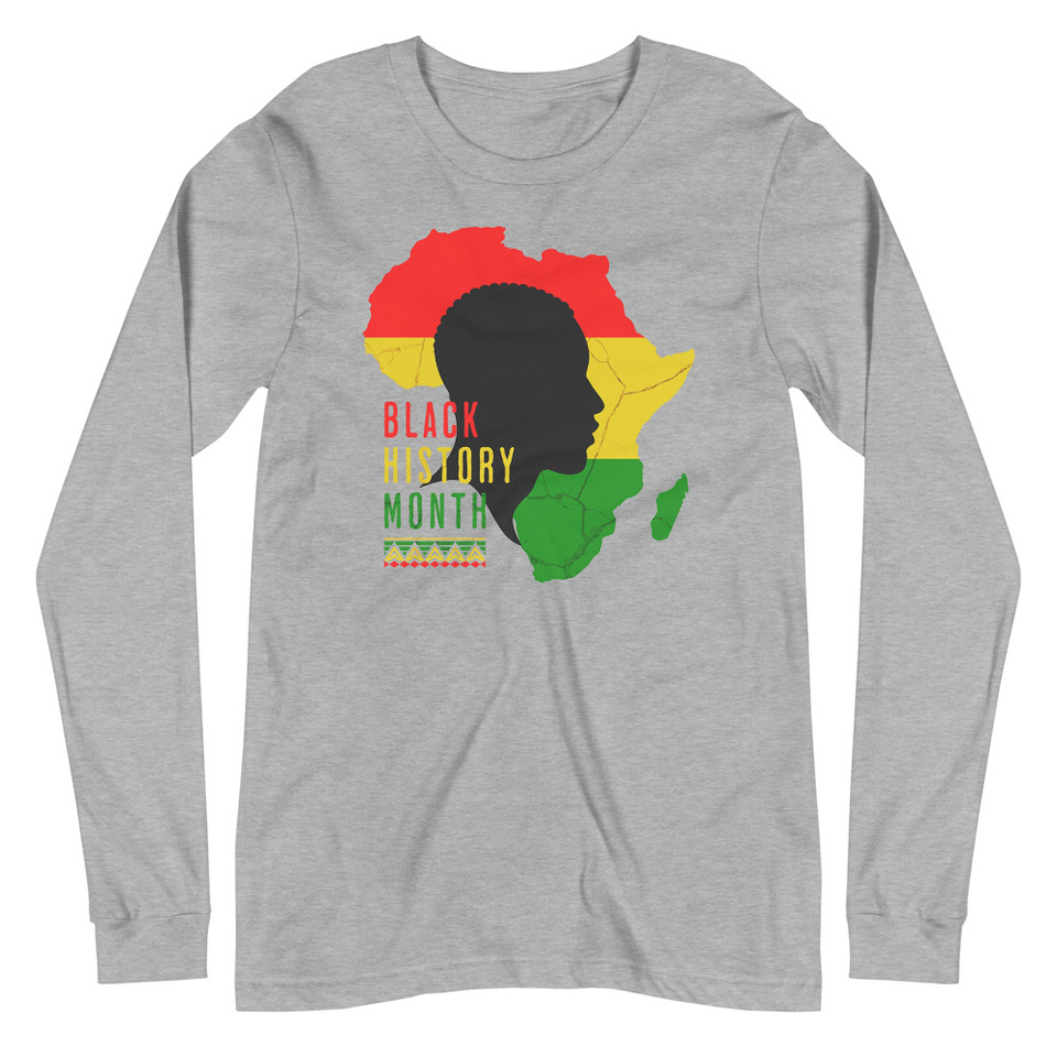Black History Month - African Continent Unisex Long Sleeve Tee