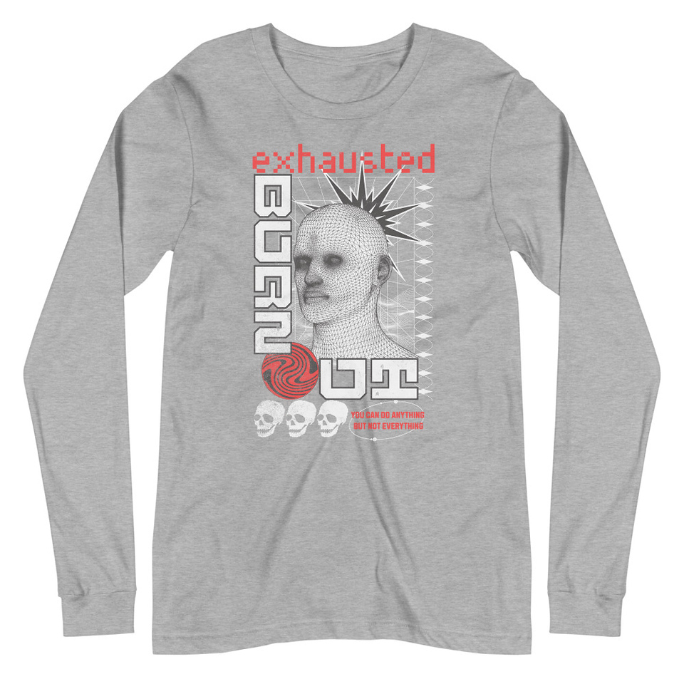 Burn Out - Futuristic 3D Head Unisex Long Sleeve Tee