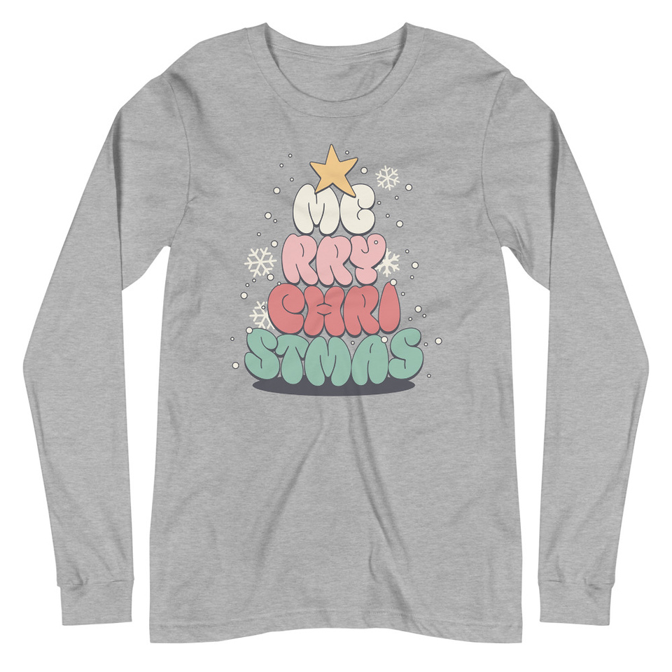 Cartoony Christmas Tree Unisex Long Sleeve Tee