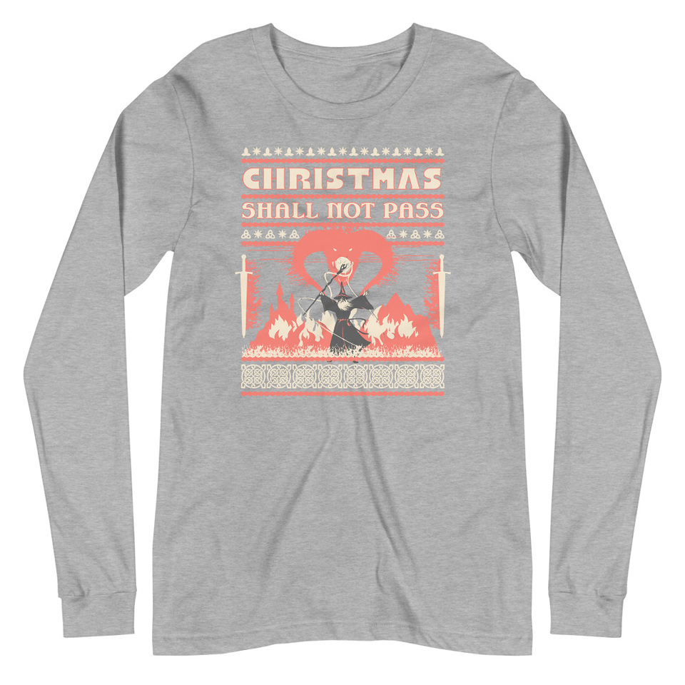 Christmas Shall Not Pass - Flaming Wizard Unisex Long Sleeve Tee