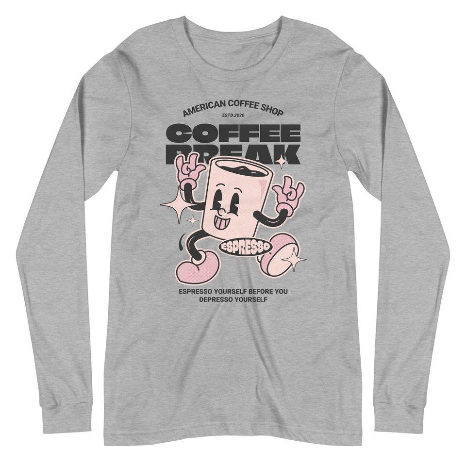 Coffee Break Mascot Unisex Long Sleeve Tee