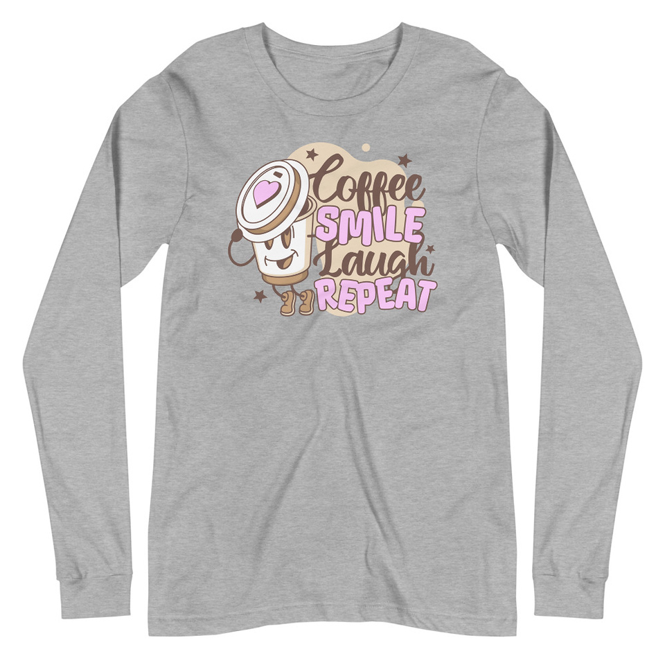 Coffee is Happiness - Retro Cartoon Mascot Unisex Long Sleeve Tee