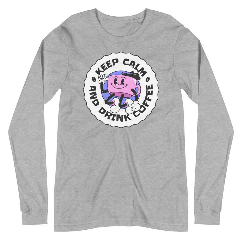 Colorful Fun Retro Style Coffee Quote Unisex Long Sleeve Tee