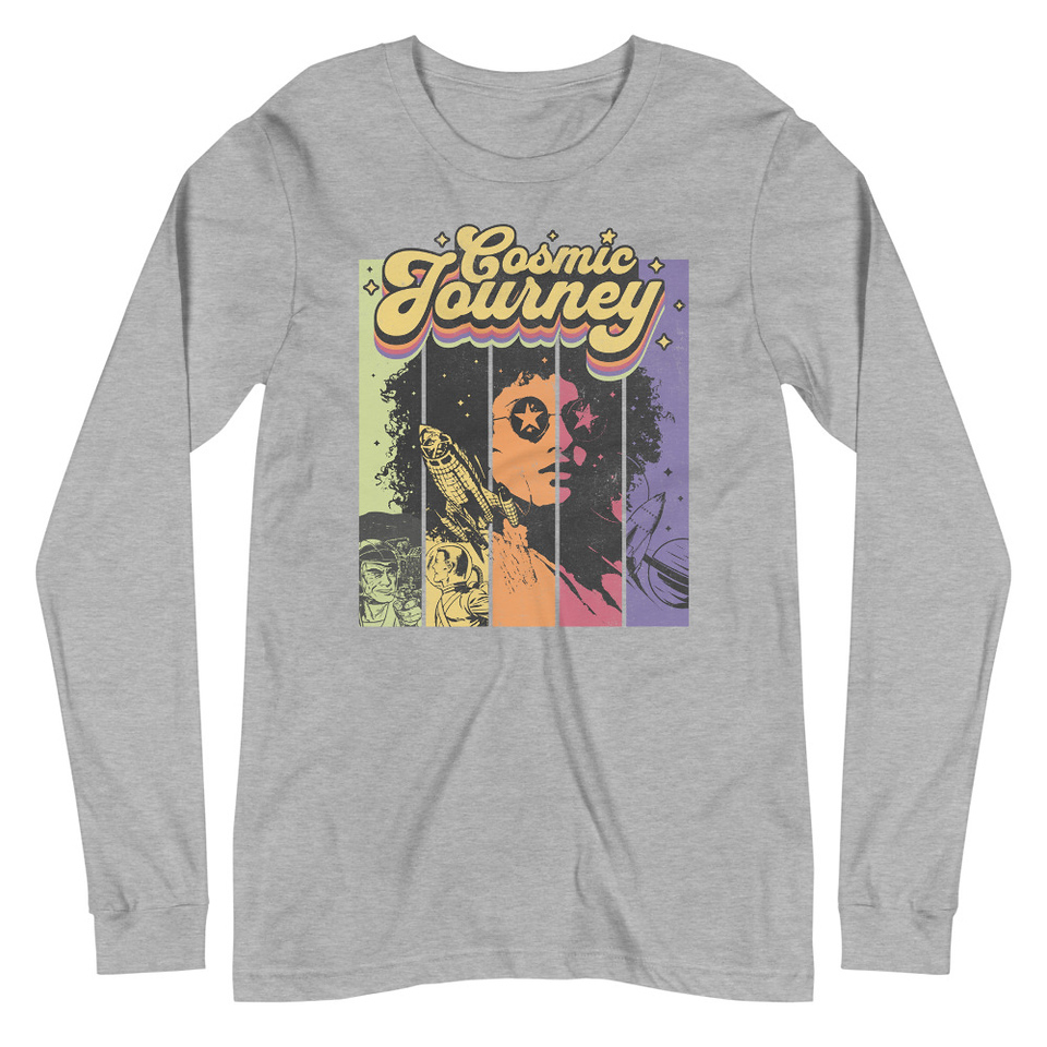 Cosmic Journey Rainbow Retro Unisex Long Sleeve Tee
