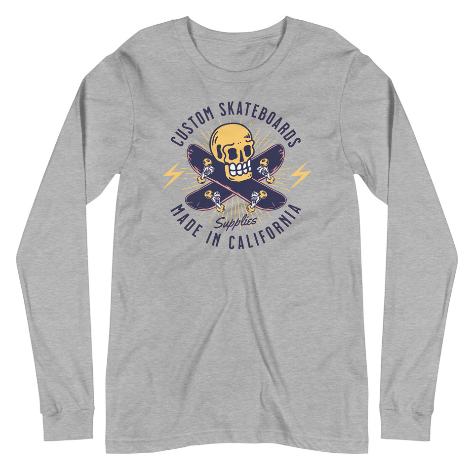 Custom Skateboards - Skull Unisex Long Sleeve Tee