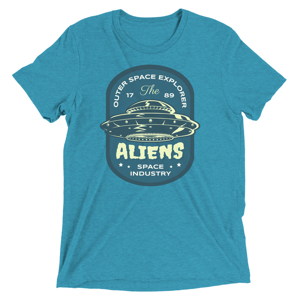 Aliens Outer Space Explorer - UFO Unisex Tri-Blend T-Shirt