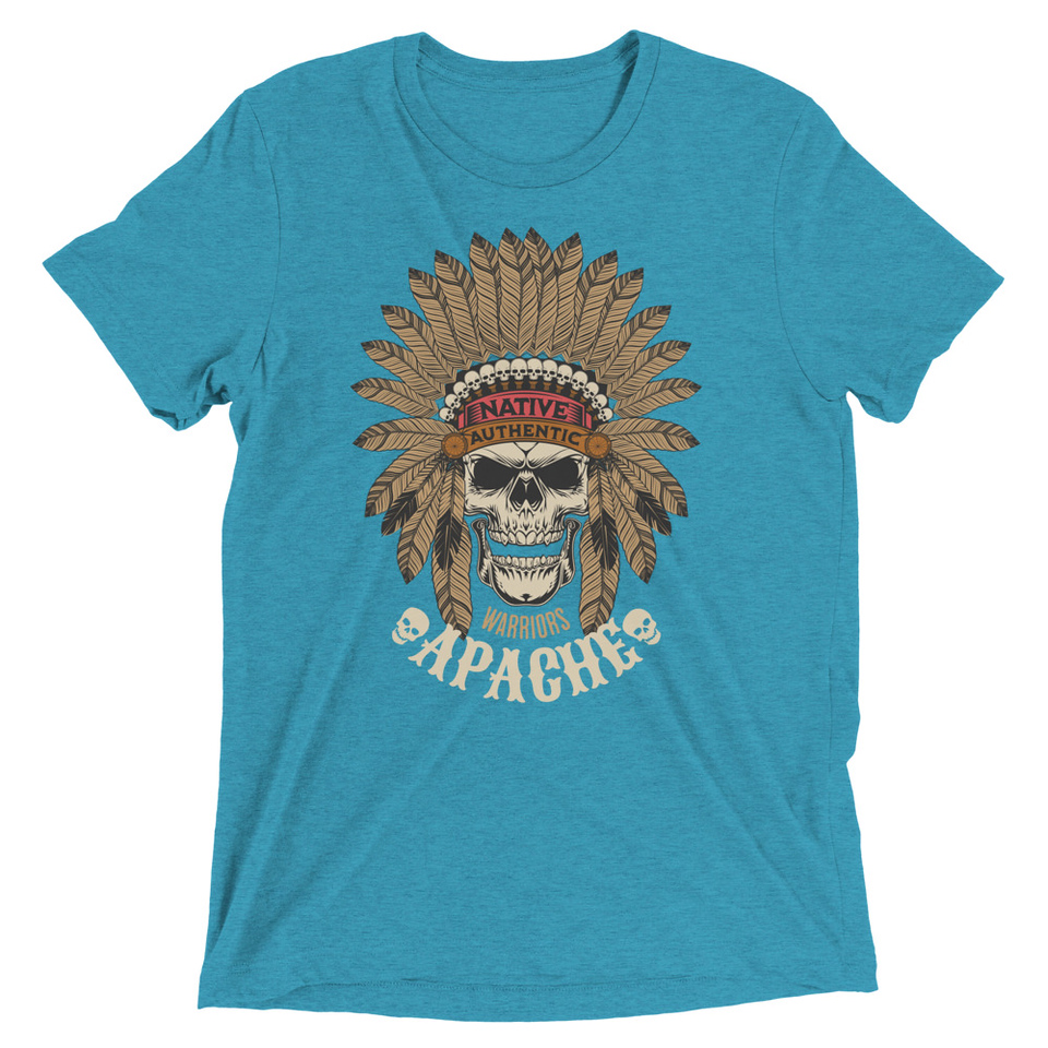 Apache Warriors - Indian Skull Unisex Tri-Blend T-Shirt