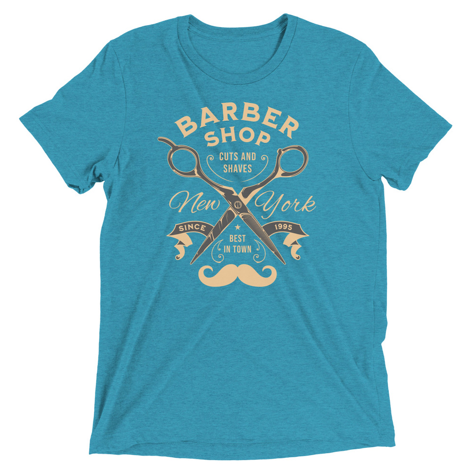 Barber Shop Cuts & Shaves - Scissor Unisex Tri-Blend T-Shirt