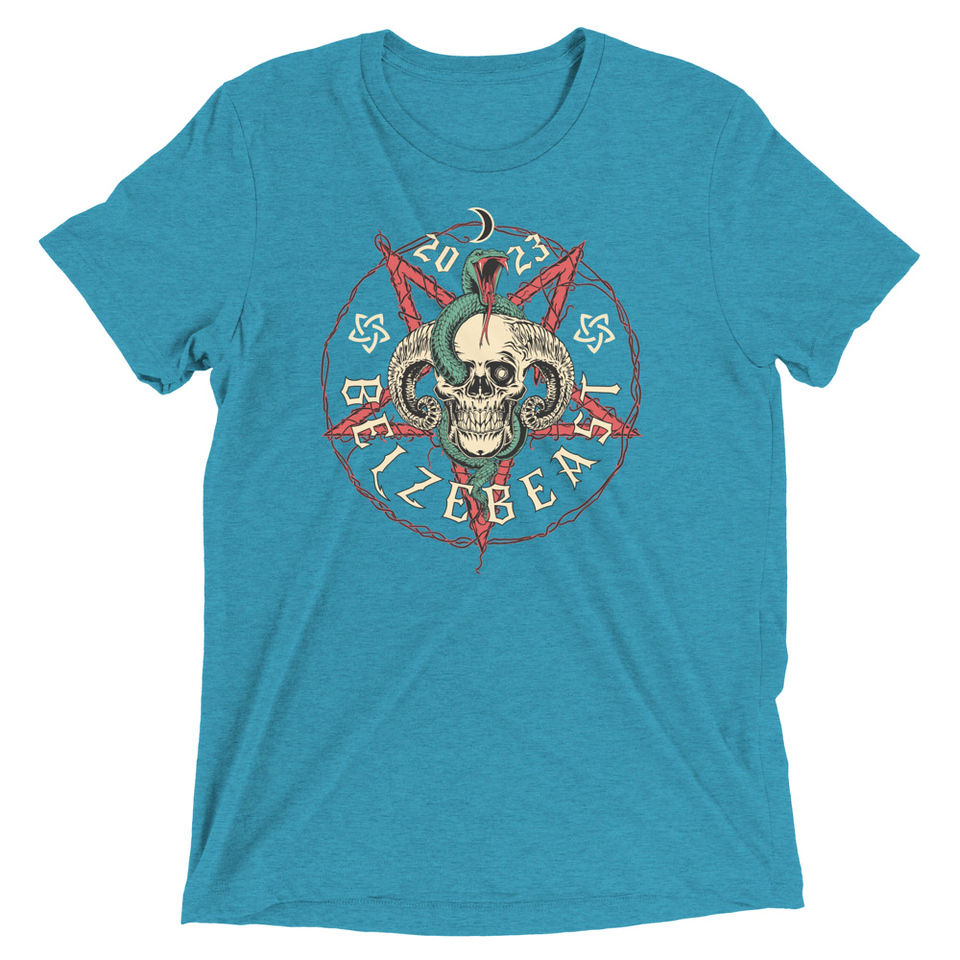Belzebeast Pentagram - Halloween Skull with Snake Unisex Tri-Blend T-Shirt