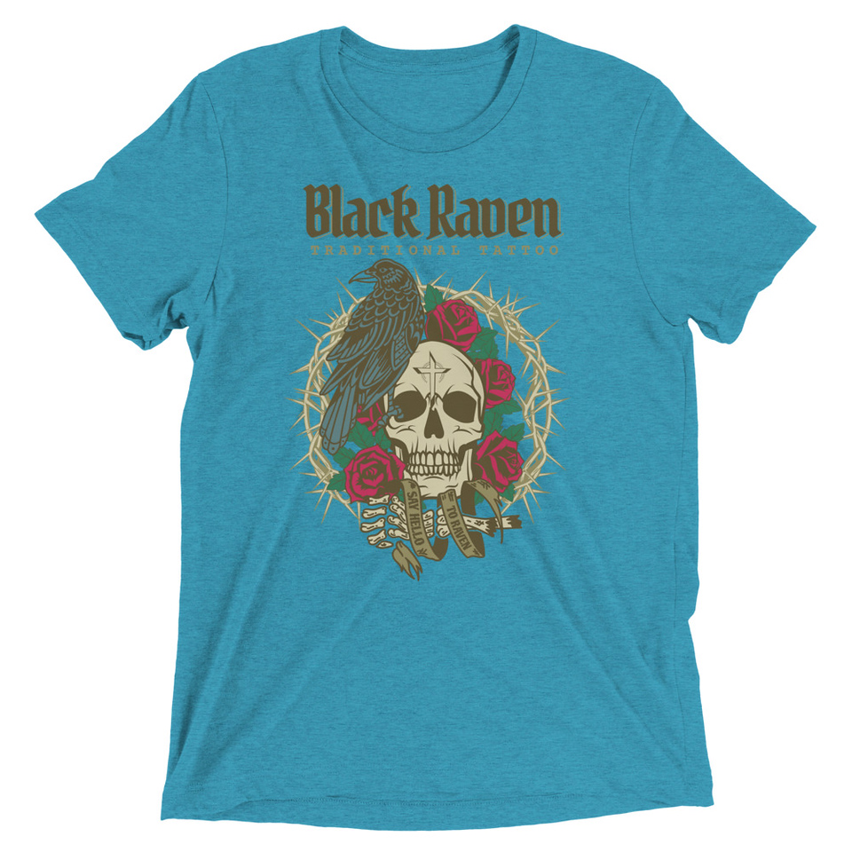 Black Raven Tattoo - Skull & Thorns Unisex Tri-Blend T-Shirt