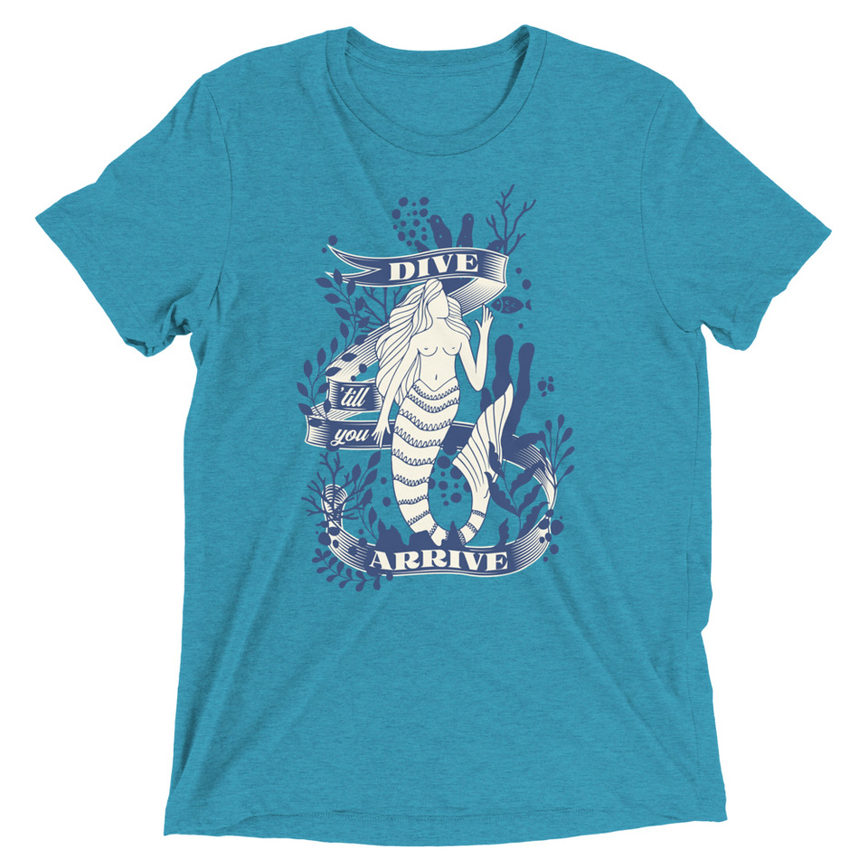 Blue Mermaid - Nautical Unisex Tri-Blend T-Shirt