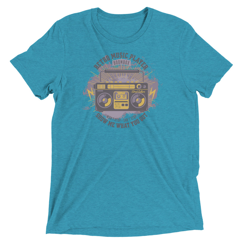 Boombox Music Player - Retro Unisex Tri-Blend T-Shirt