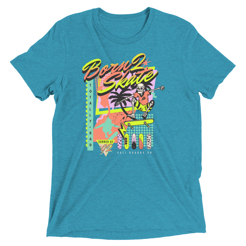 Born 2 Skate - Retro Skeleton Unisex Tri-Blend T-Shirt
