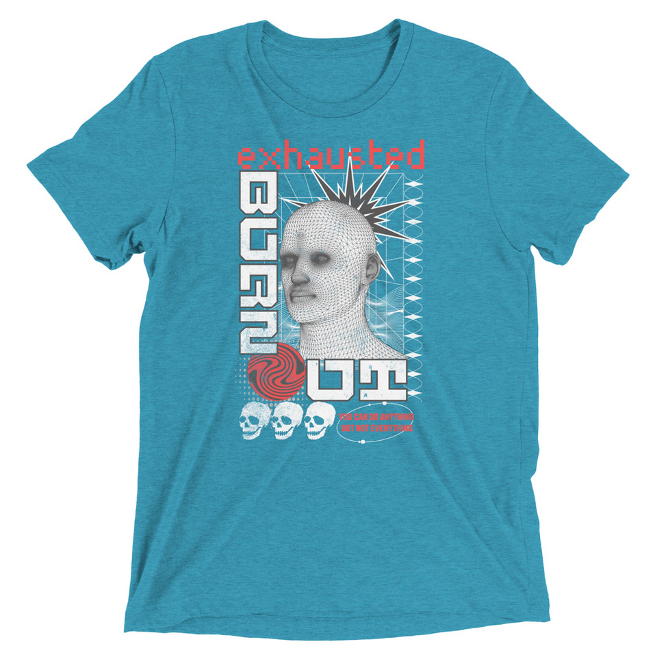 Burn Out - Futuristic 3D Head Unisex Tri-Blend T-Shirt