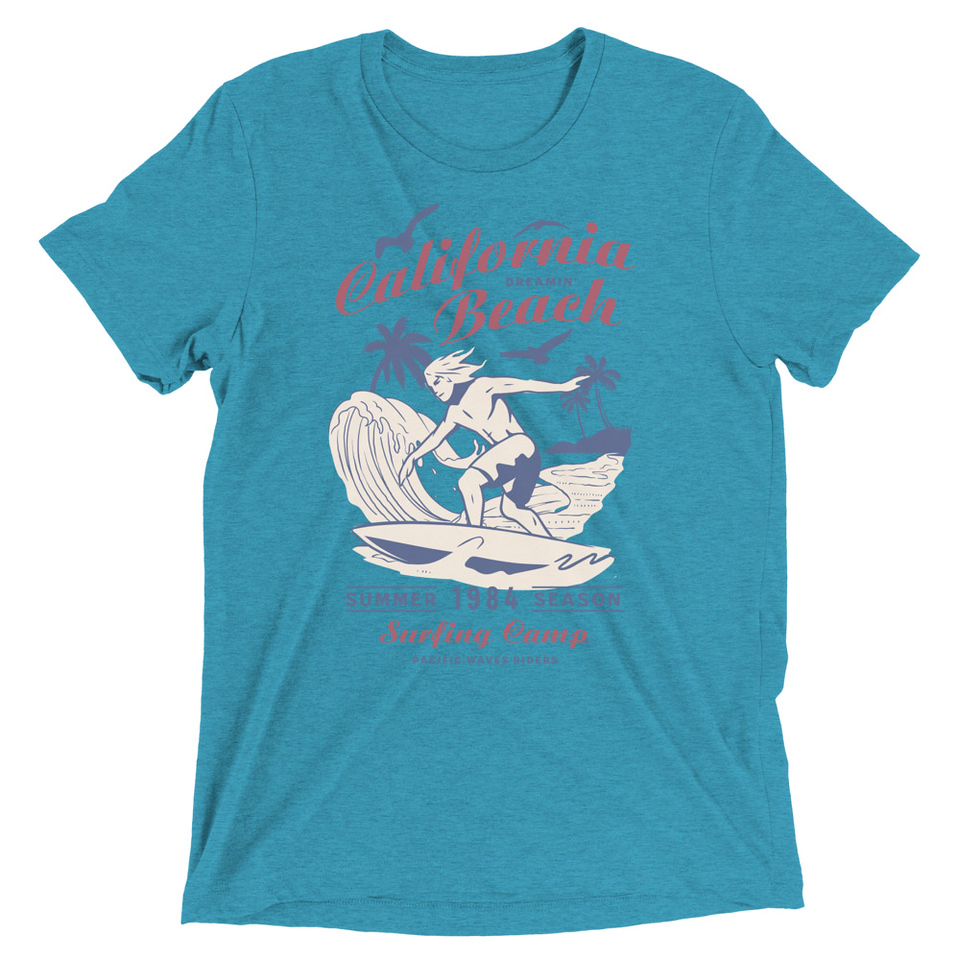 California Beach Surfing Unisex Tri-Blend T-Shirt