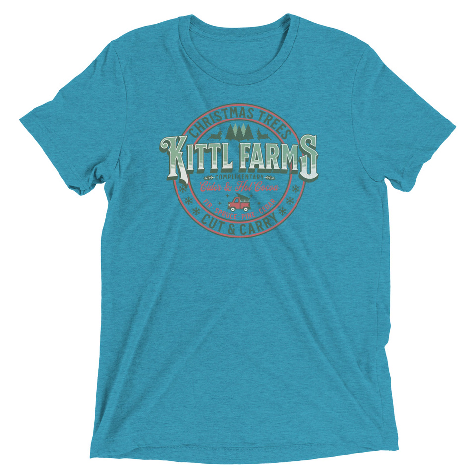 Christmas Tree Farm - Vintage Holiday Badge Unisex Tri-Blend T-Shirt
