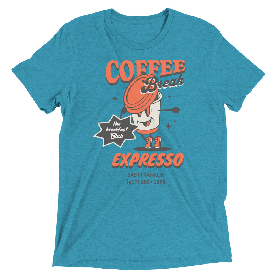Coffee Break Cartoon Retro 90s  Unisex Tri-Blend T-Shirt