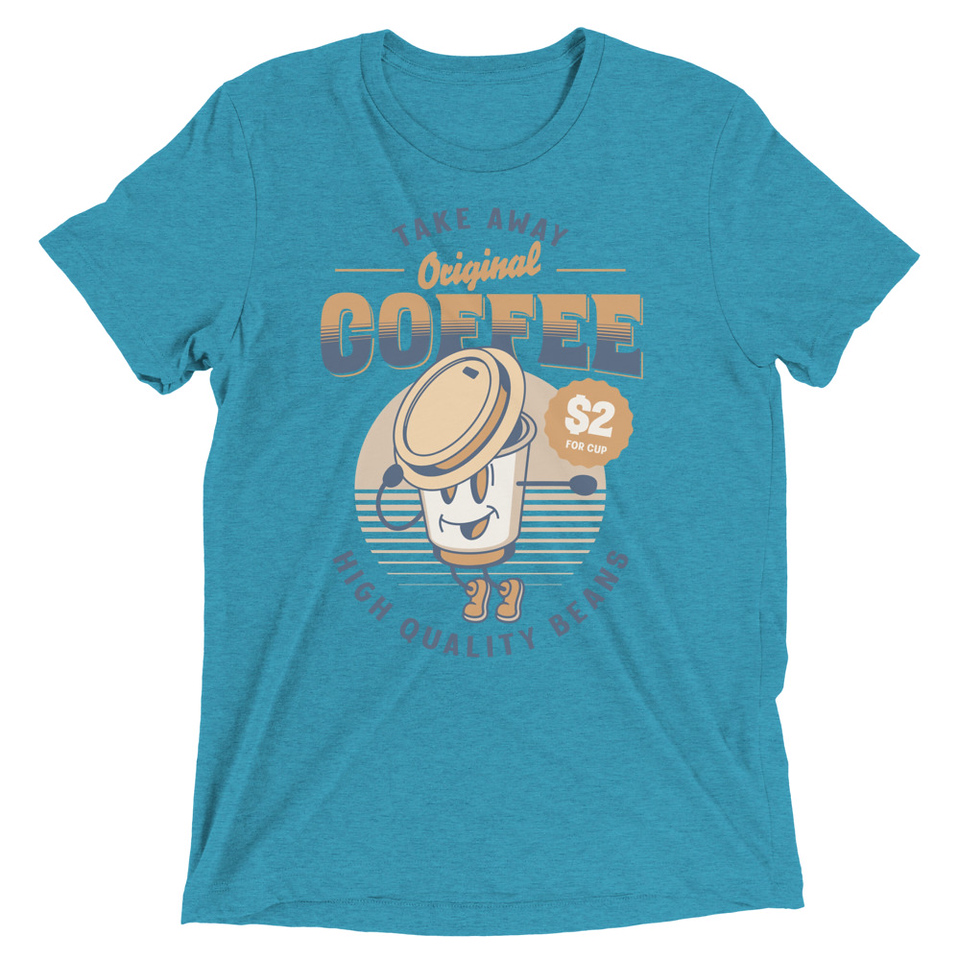 Coffee Cup - Comics Mascot Unisex Tri-Blend T-Shirt