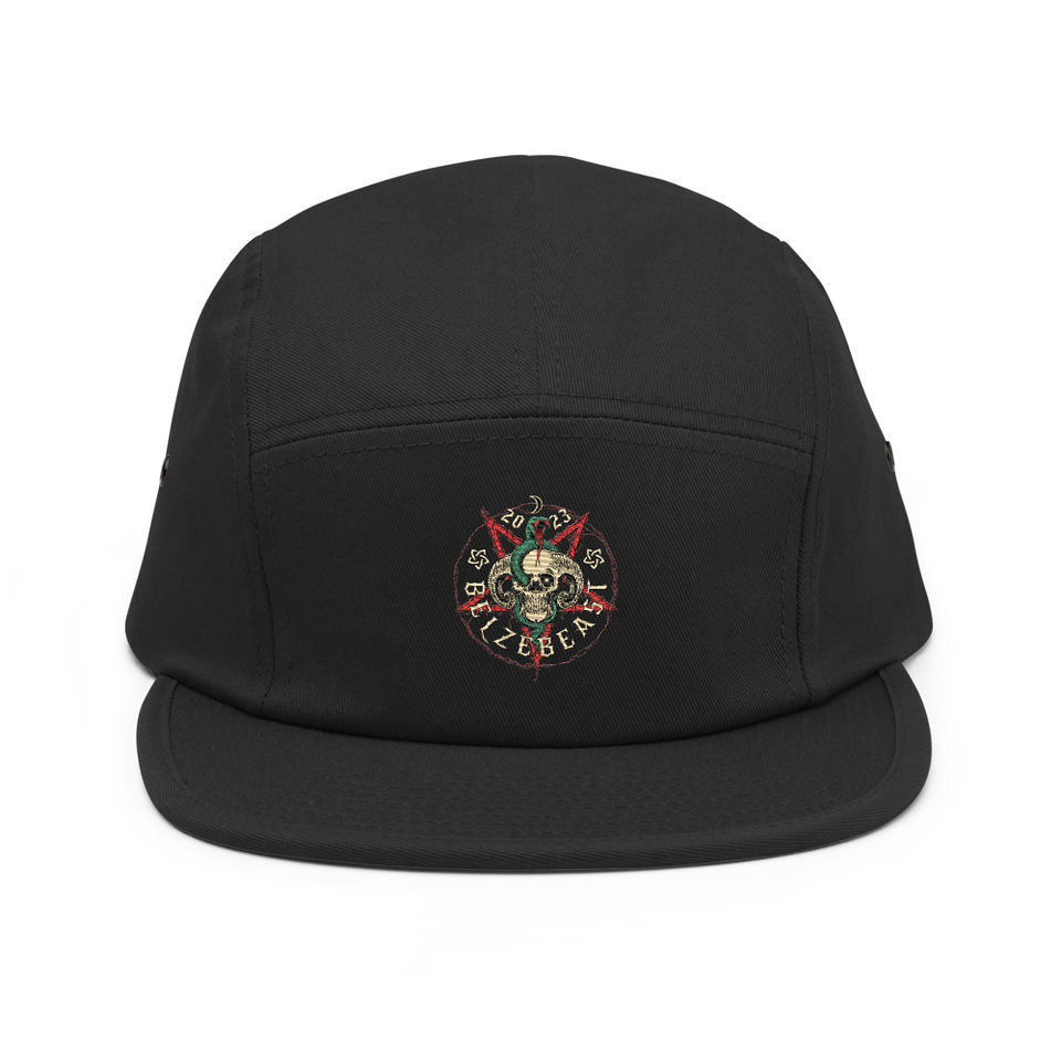 Belzebeast Pentagram - Halloween Skull with Snake 5 Panel Cap