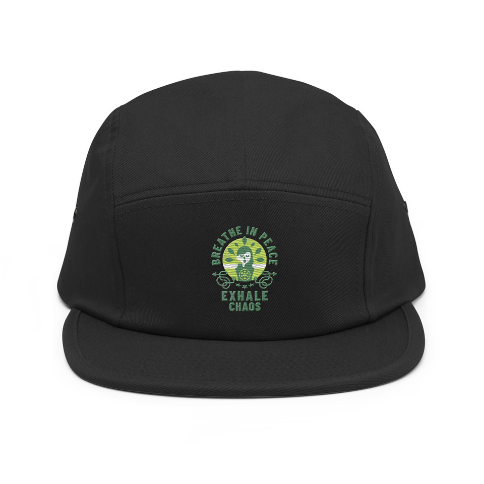 Breathe in peace, exhale chaos 5 Panel Cap