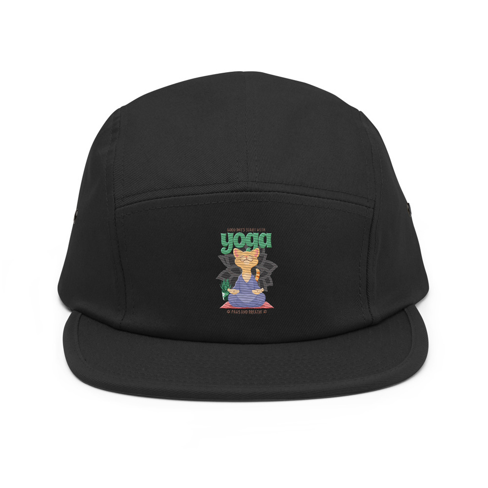 Cat Yoga - Cute Meditation 5 Panel Cap