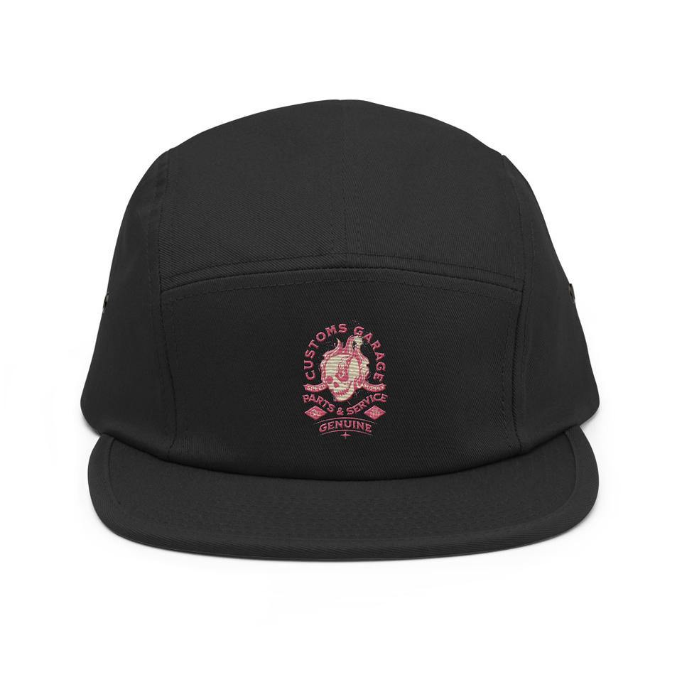 Customs Garage - Flaming Skull 5 Panel Cap